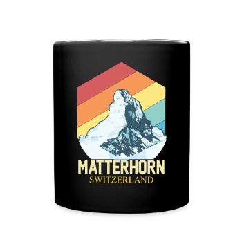 Matterhorn Alpen Schweiz Souvenir Zermatt Skifahre - Tasse einfarbig - Schwarz - Vorne