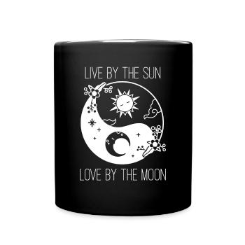 Mond Liebe Sonne Sonnenschein Mondphase Sonnenaufg - Tasse einfarbig - Schwarz - Vorne
