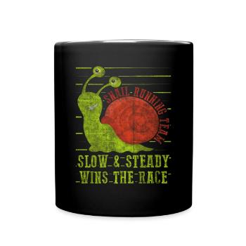 Snail Running Team Lustiger Schnecken Läufer - Tasse einfarbig - Schwarz - Vorne