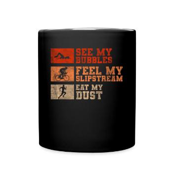 Funny triathlon saying - Full Colour Mug - black - Front