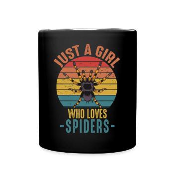 Nur ein Mädchen, das Spinnen liebt Retro Vintage - Tasse einfarbig - Schwarz - Vorne