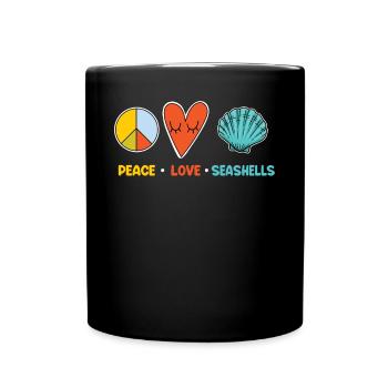Paix - Amour - Coquillages - Mug uni - noir - Devant