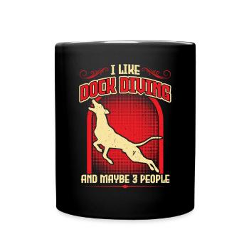 I like dogs diving and maybe 3 people - Full Colour Mug - black - Front