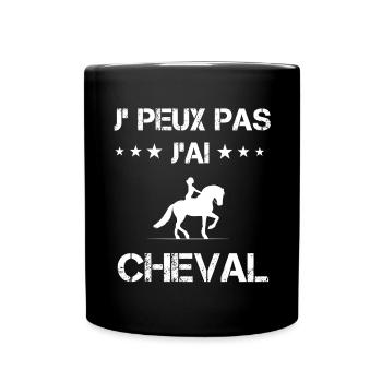 je peux pas j'ai cheval cadeau femme - Mug uni - noir - Devant