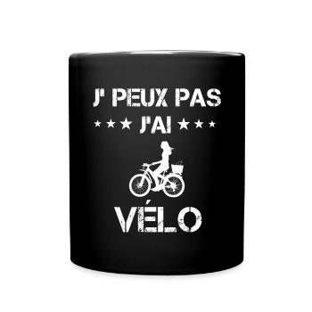 je peux pas j'ai vélo cyclisme cadeau femme - Mug uni - noir - Devant