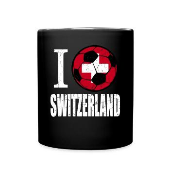 Schweiz Fußball - Tasse einfarbig - Schwarz - Vorne