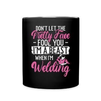 Welder Welding Female Welder - Tasse einfarbig - Schwarz - Vorne
