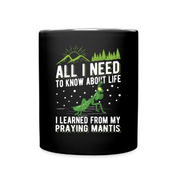 Gottesanbeterin Mantis Fangschrecke - Tasse einfarbig - Schwarz - Vorne