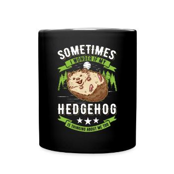 Igel Geschenk Stacheligel - Tasse einfarbig - Schwarz - Vorne