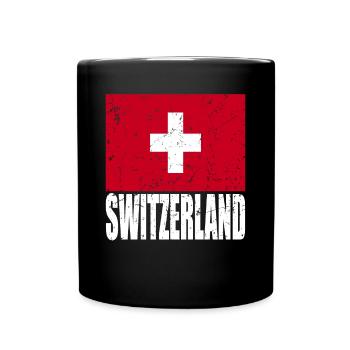 Schweiz Fahne - Tasse einfarbig - Schwarz - Vorne