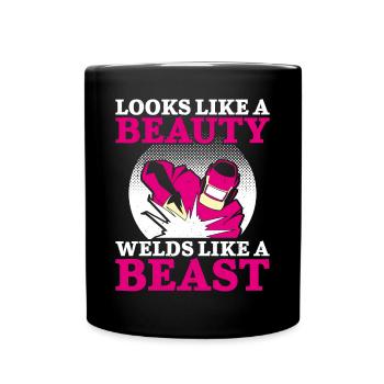 Welder Welding Female Welder - Tasse einfarbig - Schwarz - Vorne