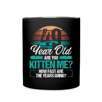 49 Year Old Funny Cat Owner Birthday Idea Kitten - Tasse einfarbig - Schwarz - Vorne