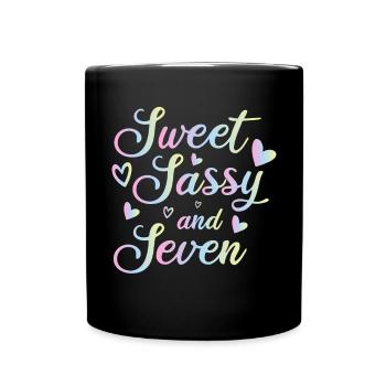 Sweet Sassy And Seven 7th birthday 7 years old - Full Colour Mug - black - Front
