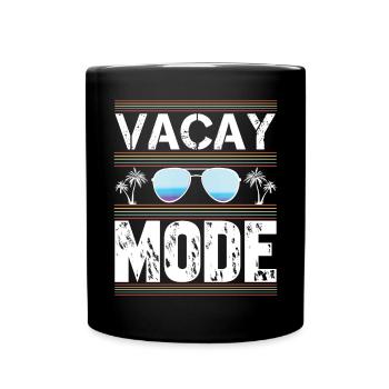 Vacay-Modus-Urlaubs-Road-Trip-Urlaubs-Outfit - Tasse einfarbig - Schwarz - Vorne