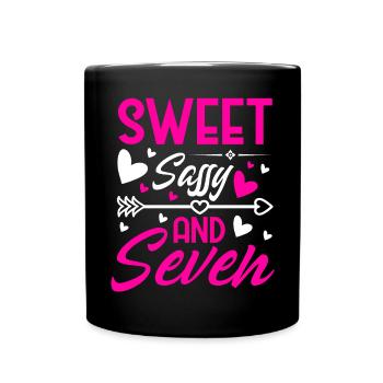 Sweet Sassy And Seven 7th birthday 7 years old - Full Colour Mug - black - Front