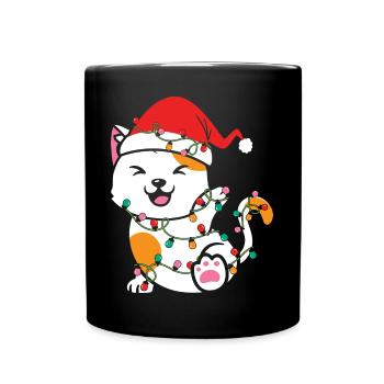 Weihnachten Katze Geschenke - Tasse einfarbig - Schwarz - Vorne