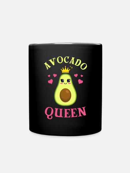 Avocado Queen / Design for vegetarians, vegan - Full Colour Mug - black