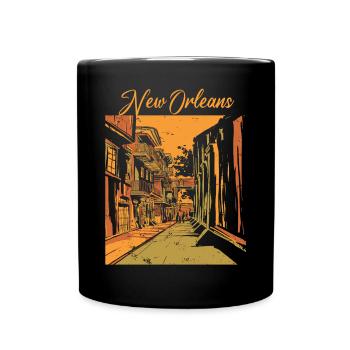 New Orleans Louisiana Souvenir Bourbon Street - Full Colour Mug - black - Front