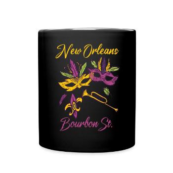 French New Orleans Carnival Souvenir Bourbon - Full Colour Mug - black - Front