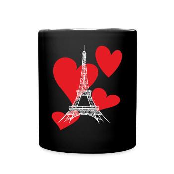 Tour Eiffel avec Coeur-Amour-Paris-Souvenir-France - Mug uni - noir - Devant