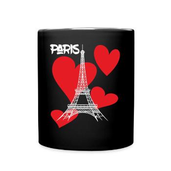 Paris-Eiffelturm mit Herz-Andenken-Frankreich-Fran - Tasse einfarbig - Schwarz - Vorne