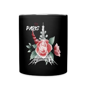 Paris-Amour-Roses-Tour Eiffel-Souvenir-France- - Mug uni - noir - Devant