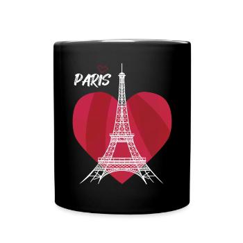 Paris-Eiffelturm mit Herz-Frankreich-Souvenir-Fran - Tasse einfarbig - Schwarz - Vorne