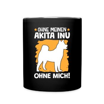 Ohne meinen Akita Inu ohne mich japanischer Spitz - Tasse einfarbig - Schwarz - Vorne
