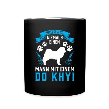 Mann mit Do Khyi Tibetmastiff Tibetdogge - Tasse einfarbig - Schwarz - Vorne