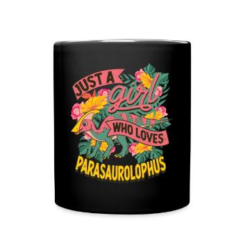 Dino Parasaurolophus Dinosaurier Mädchen - Tasse einfarbig - Schwarz - Vorne
