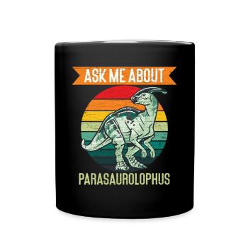 Reto Parasaurolophus Dino Dinosaurier - Tasse einfarbig - Schwarz - Vorne