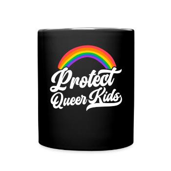 Schützen Sie den Queer Kids Regenbogen-Pride-Monat - Tasse einfarbig - Schwarz - Vorne