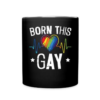 Geboren in diesem Gay Rainbow Pride Monat LGBTQ Gay Pride - Tasse einfarbig - Schwarz - Vorne