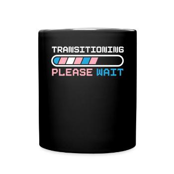 Transition Veuillez patienter LGBTQ Pride Transgenre - Mug uni - noir - Devant