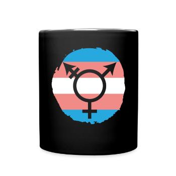 Trans Rainbow Pride LGBTQ Transgender Rights - Full Colour Mug - black - Front