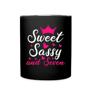 Sweet Sassy And Seven 7th birthday 7 years old - Full Colour Mug - black - Front
