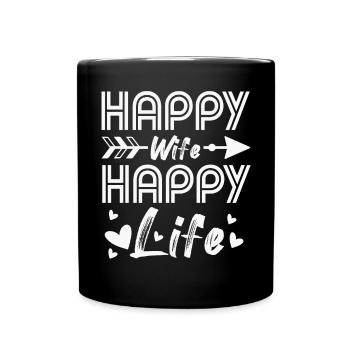 Femme heureuse Vie heureuse Relation petit ami Mari - Mug uni - noir - Devant