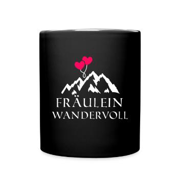 Fräulein Wandervoll Wandern Bergsteigen Natur - Tasse einfarbig - Schwarz - Vorne