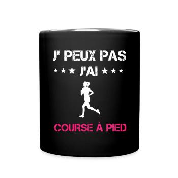 je peux pas j'ai course à pied cadeau rose - Mug uni - noir - Devant