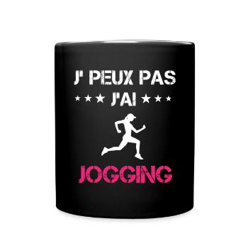 je peux pas j'ai jogging cadeau rose - Mug uni - noir - Devant