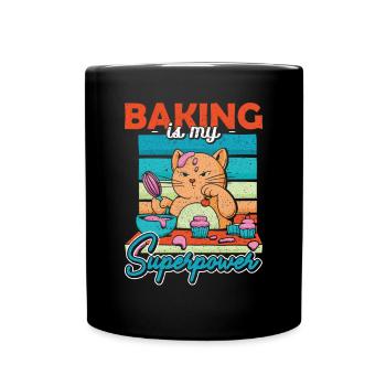 Cat Baking is My Superpower Baking - Full Colour Mug - black - Front