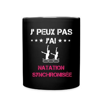 je peux pas j'ai natation cadeau rose - Mug uni - noir - Devant
