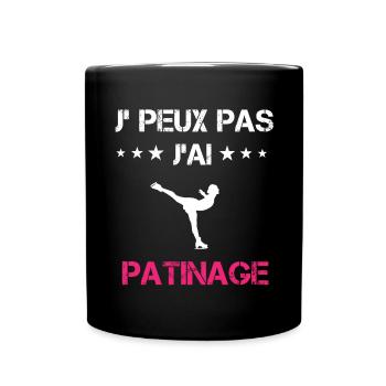 je peux pas j'ai patinage cadeau rose - Mug uni - noir - Devant