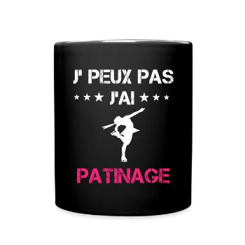 je peux pas j'ai patinage sport cadeau rose - Mug uni - noir - Devant