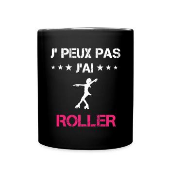 je peux pas j'ai roller cadeau rose - Mug uni - noir - Devant