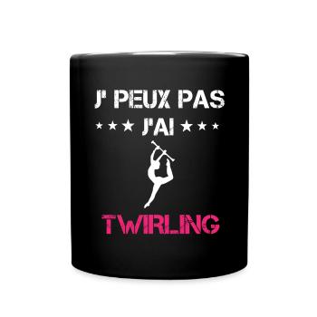 je peux pas j'ai twirling cadeau rose - Mug uni - noir - Devant