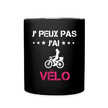 je peux pas j'ai vélo cyclisme cadeau rose - Mug uni - noir - Devant