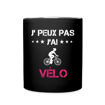je peux pas j'ai vélo cadeau rose - Mug uni - noir - Devant