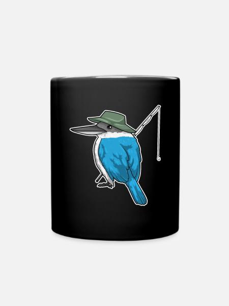 Eisvogel Angler Angelrute Angeln - Tasse einfarbig - Schwarz