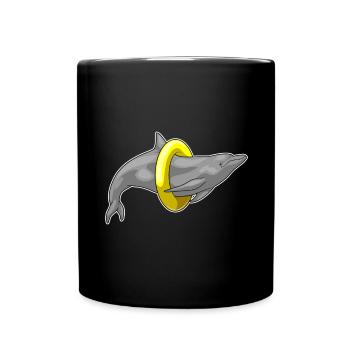 Dolphin Swimming Lifebuoy - Full Colour Mug - black - Front